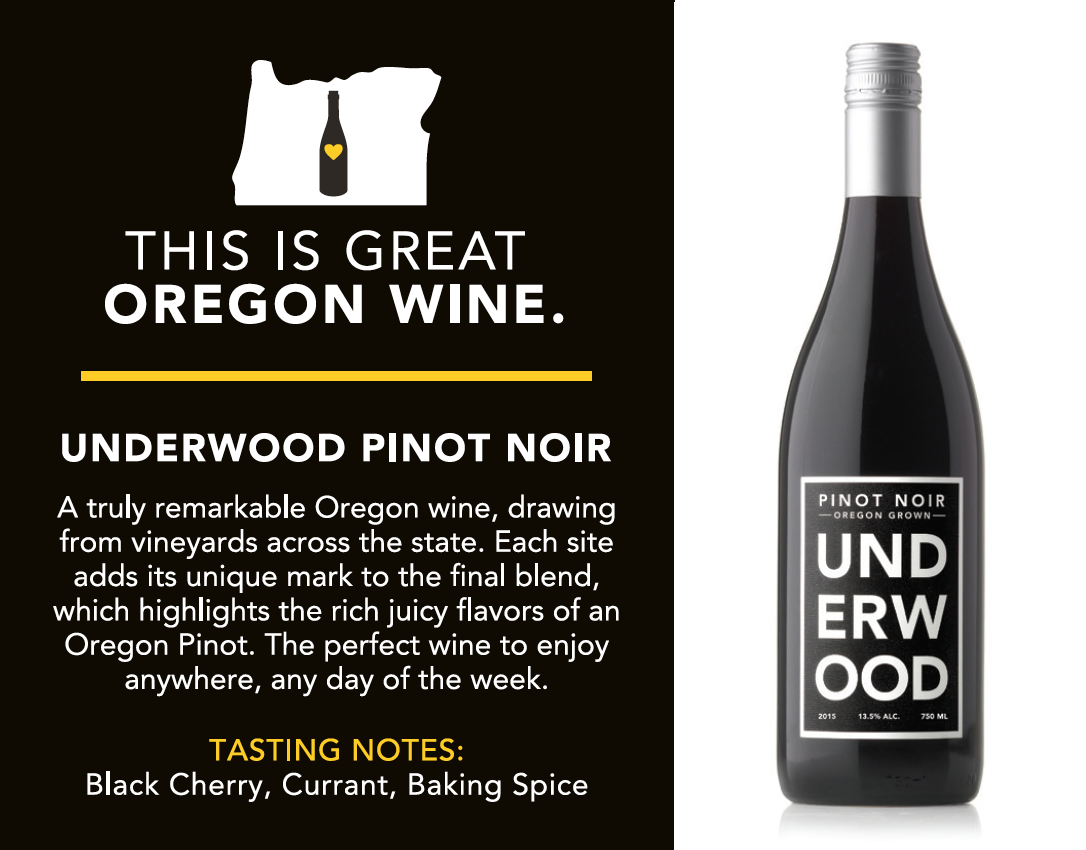 Underwood Bottles Pinot Noir Shelf Talker